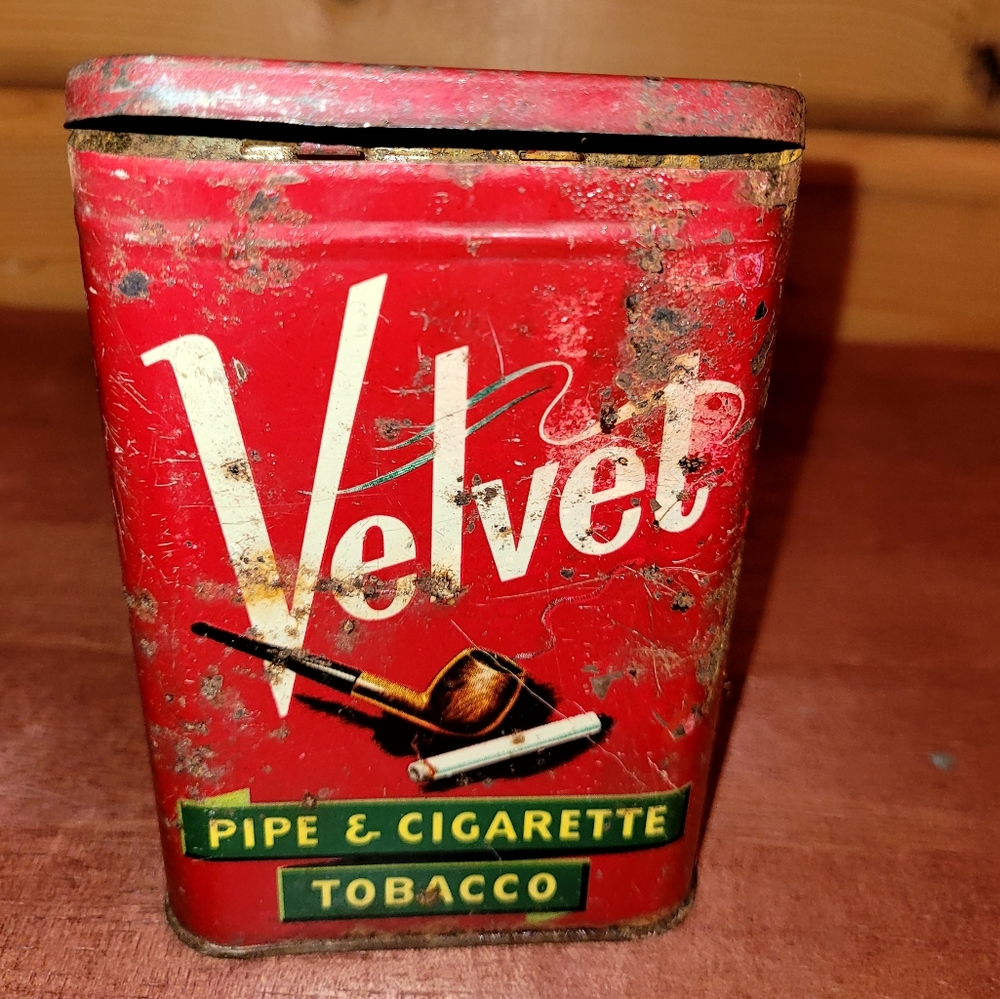 Vintage Velvet Tobacco Tin "Made from the best sun ripened Kentucky Burley..." - Picture 8 of 11